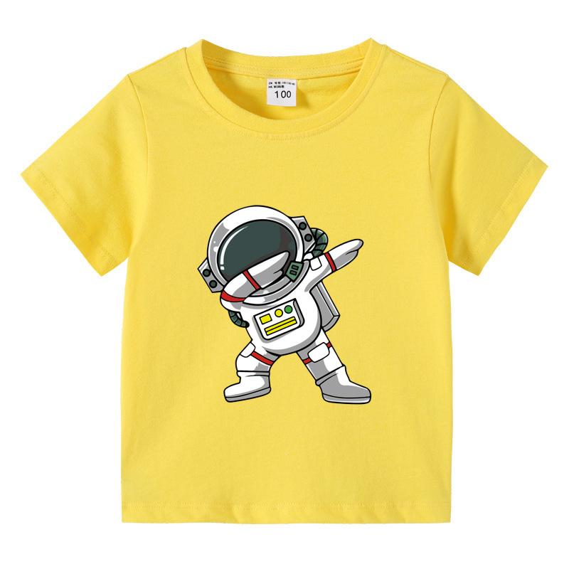 Children's clothing fashion astronaut pattern short sleeved T-shirt, children's boys round neck top T-shirt, children's summer clothes