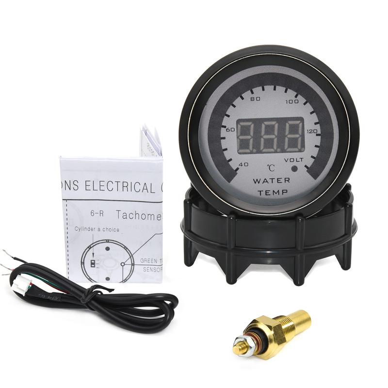 52mm Black Shell Auto Car Water Temperature Gauge Temp Meter 40-140 Celsius with Water Temp Sensor 10mm Thermometer Adapter