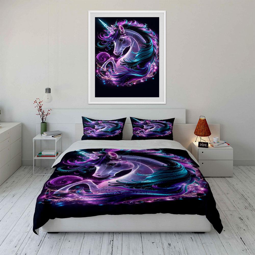 "Unicorn Art Set for Decoration" Bedding Set with 1 Duvet Cover 2 Pillowcases Single Double King Queen Gift