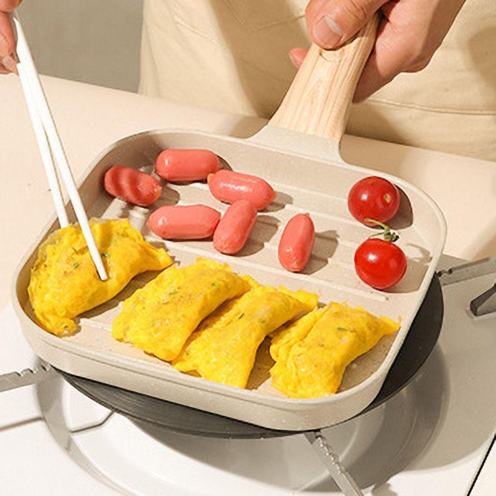 Heat-Resistant Handle Omelette Pan Striped Pattern Egg Frying Pan Egg Griddle Pan  Induction Cooker