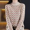 Navava Women Vintage Pattern Mock Neck Long Sleeve Knit Top Nk2492