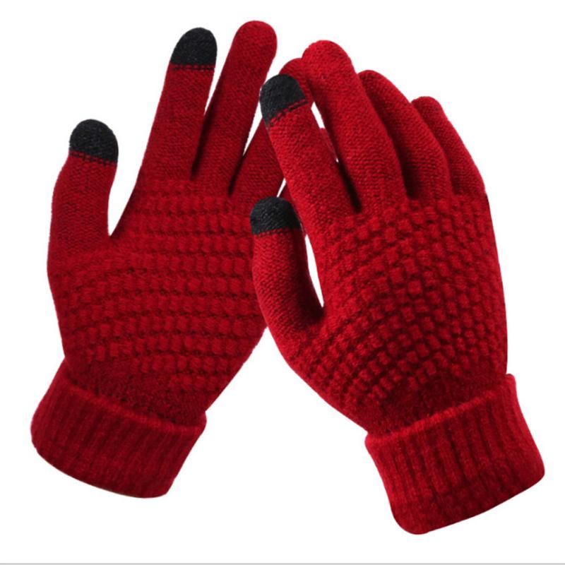 Winter Women Touch Screen Gloves Trendy Multi-color Jacquard Knitted Warm Gloves For Outdoor Cycling