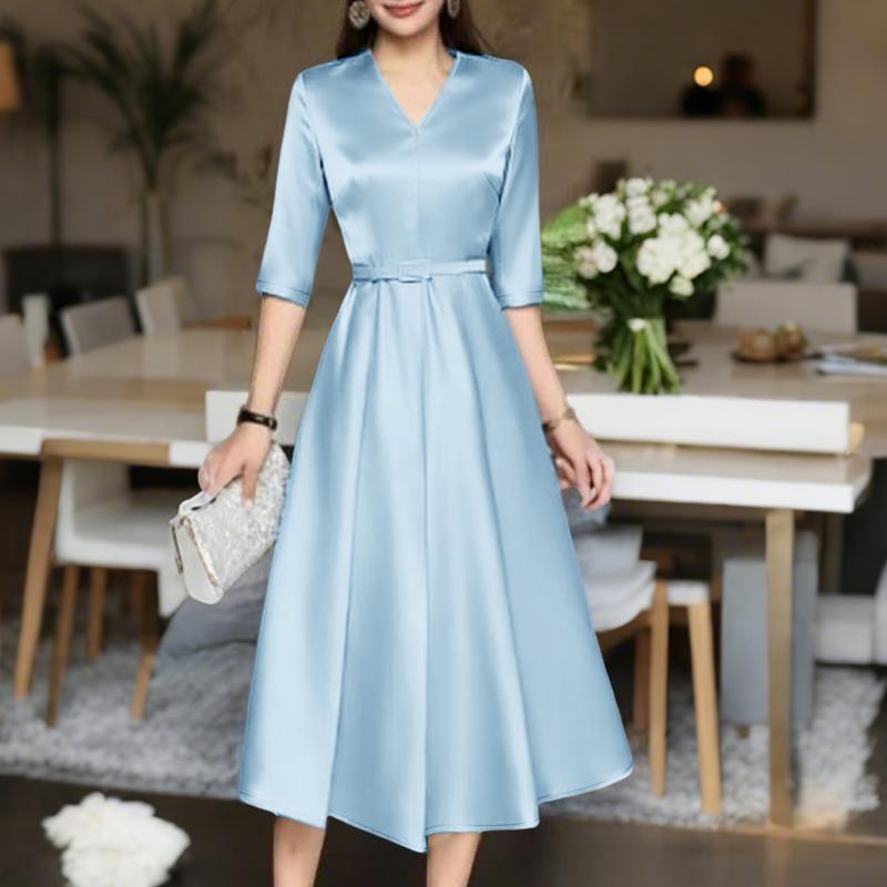 ZANZEA Women Casual V-Neck Elegant Half Sleeve Dress