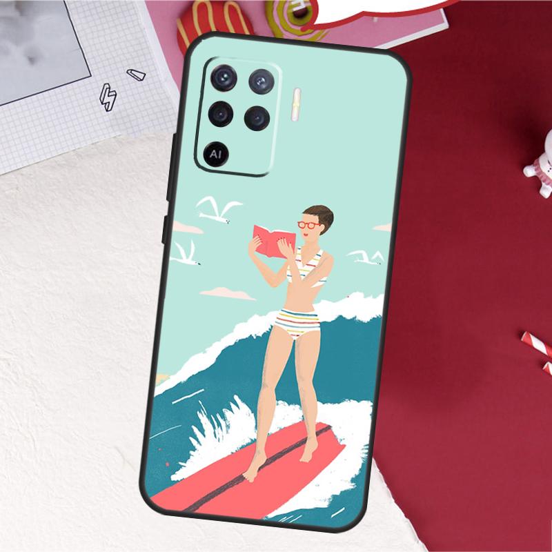 Surfboard Surfing Surf Girl Case For Oppo A60 A80 A40 A18 A38 A58 A78 A98 A96 A76 A16 A94 A74 A54 A15 A17 A57 A77 A5 Pro