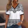 Fashion Women T Shirt Stripes Print Gradient V Neck Short Sleeve Basic Tops Streetwear Summer Oversized Clothing Female T-Shirts