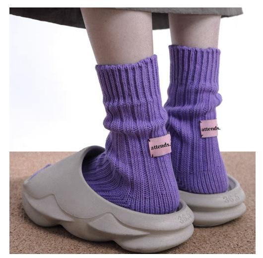 Fashion Crestar Women Middle Tube Socks Lady girls Cute Pink Label Solid Color Spring Autumn Winter Warm Socks Soft Home Mid-tube Cotton