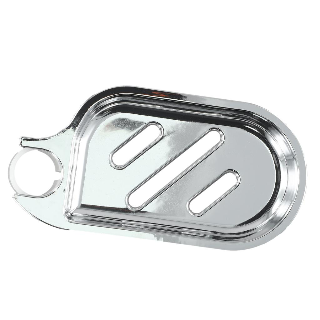 Wall Mounted Lift Shower Soap Tray with Hollow Design ABS Material Chrome Plated for Bathroom Rod Installation Silver 17x8.5cm