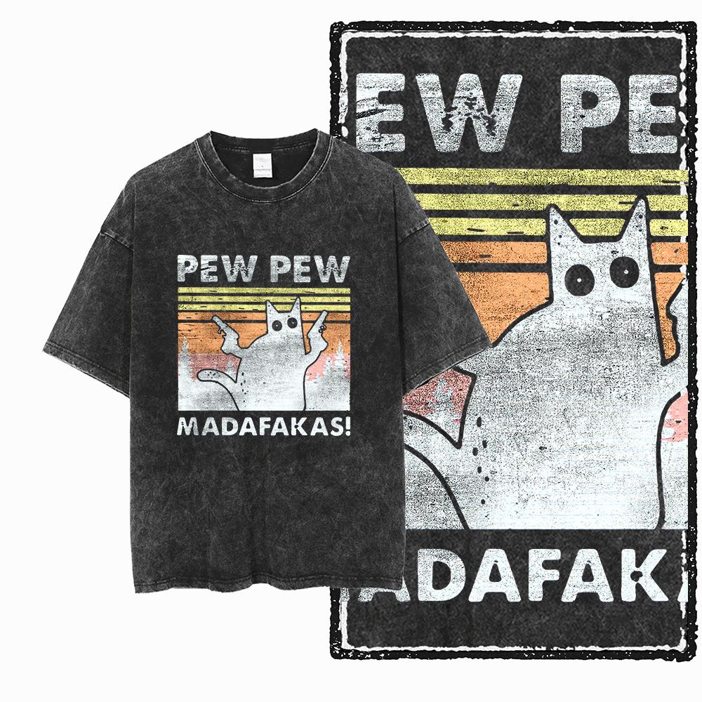 COOLMIND DB Katze Bedrucktes Baumwoll-Säuregewaschenes Exklusives Grafik-Unisex-T-Shirt Cooles Streetwear Herren T-Shirts Große Größe T-Shirt für Männer