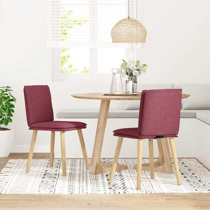 VidaXL Dining Chairs Set of 2 Burgundy Red Fabric, Chair, Living Room Chair, Accent Chair, Kitchen Chair, Seat of 4101258