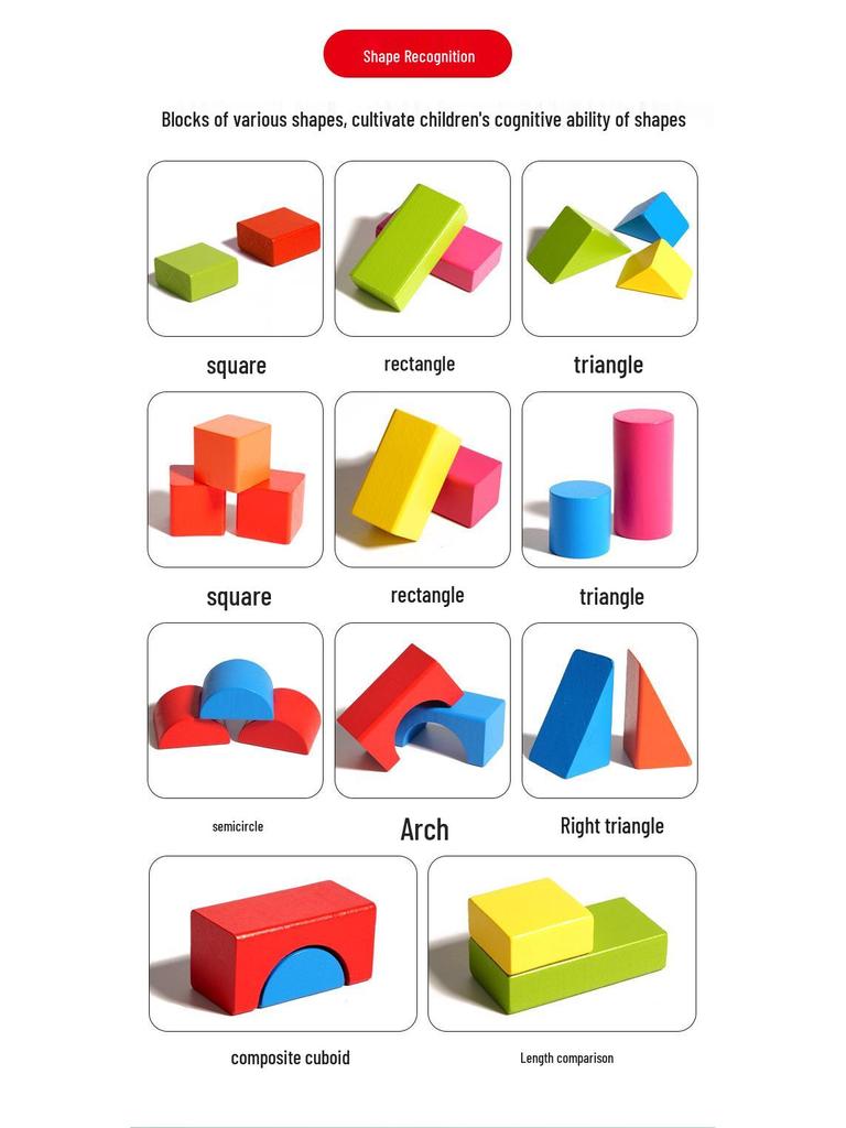 Colored Wooden Blocks - Educational Assembling Toy for Toddlers
