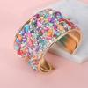 European and American fashion performance wide bracelet tide, retro color gravel C-shaped open bracelet