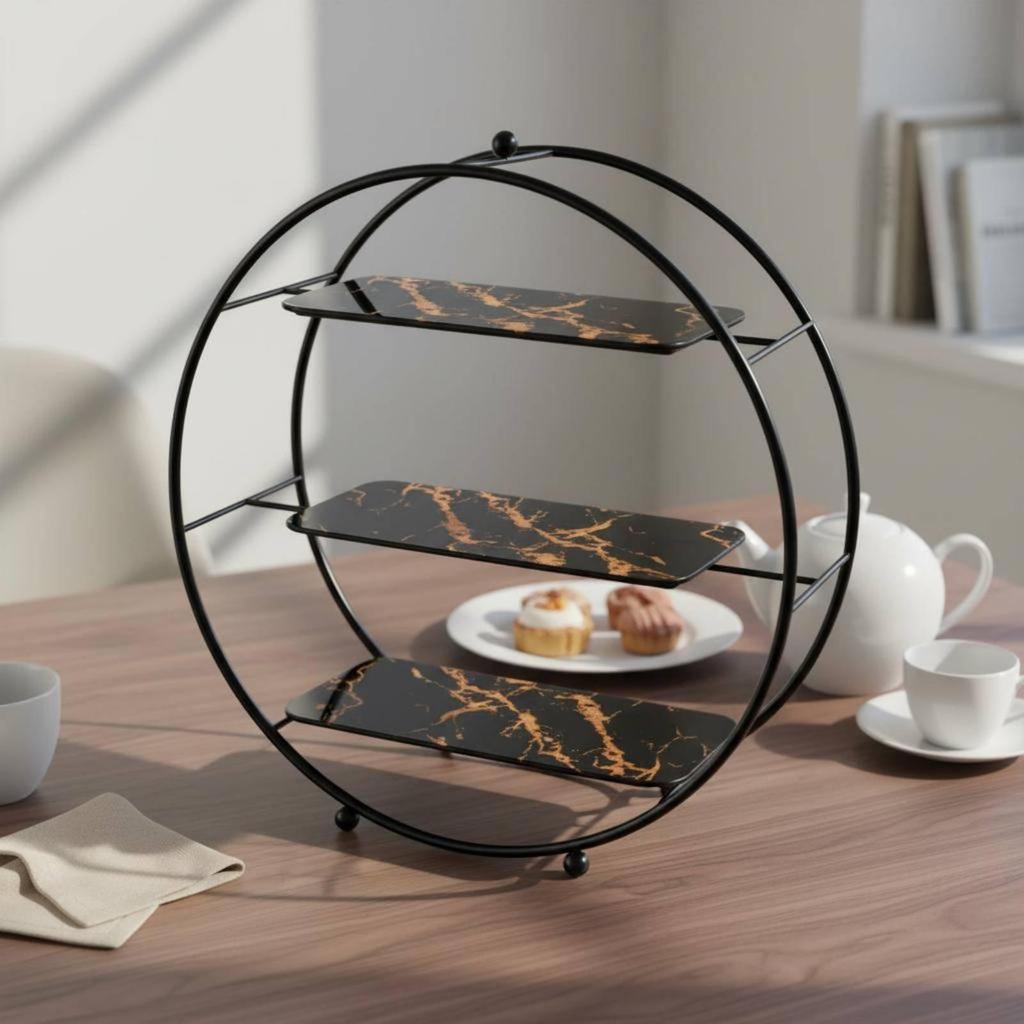 3 Layer Stand Sturdy Iron Frame Tier Cake Effortless Setup to Clean Round