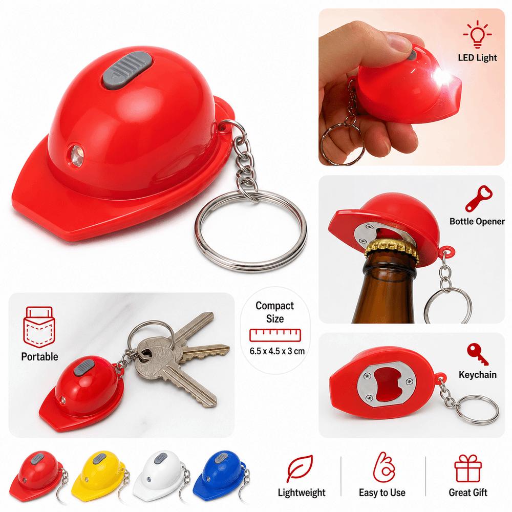 Helmet Shaped Keychain Pendant With LED Light Portable Beer Opener Beer Bottle Opener Bar Party