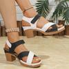Fashion Mix Color Square Heel Sandals Women Plus Size 36-43 Cross Band Summer Sandles Woman Ankle Strap Thick Heeled Gladiator Sandalias