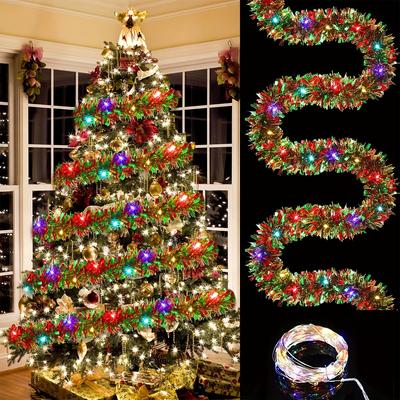 Ghirlanda di Festoni Natalizi Spessa Decorazioni da Appendere per Festa di Natale Interno Esterno (Senza batteria)  per decorazioni festive