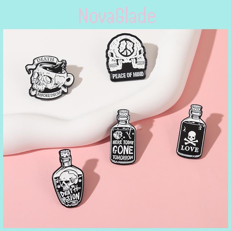 Einzigartige Gotische Totenkopf Brosche Kaffeetasse Anstecker Herren Damen Geometrisches Legierungsabzeichen