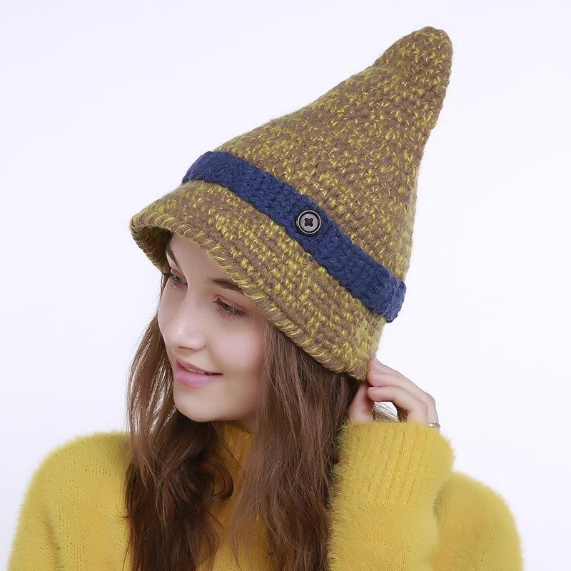 New Knitted Wool Mixed Color Hat Witch 