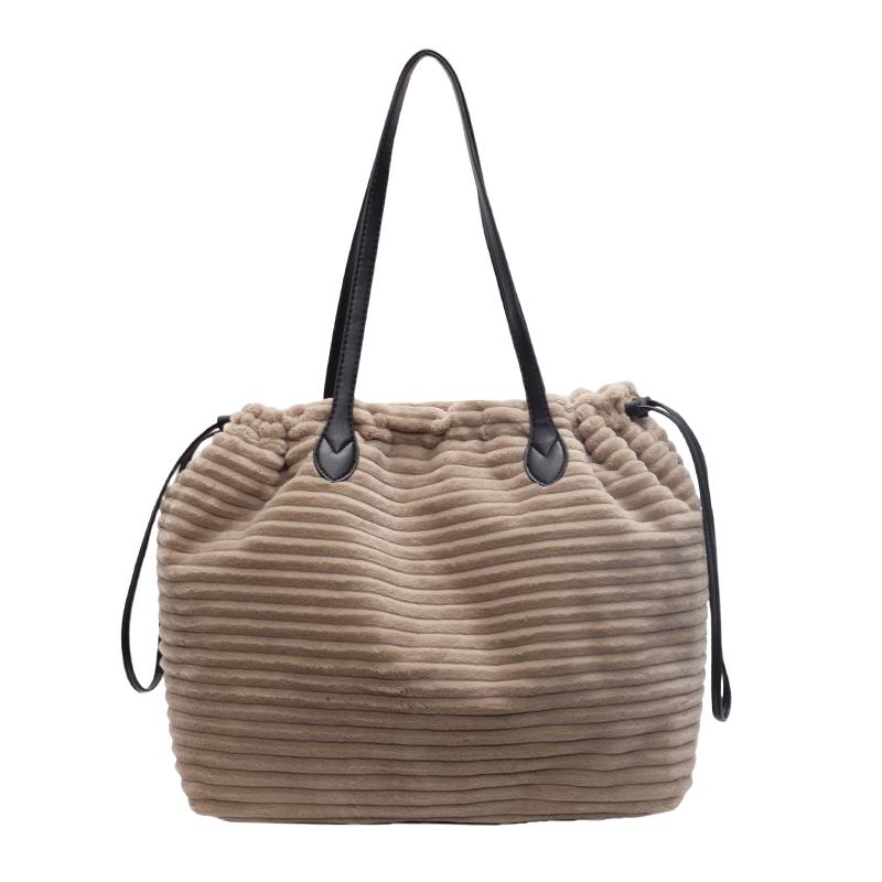 Corduroy Bag Women's Drawstring Shoulder Bag Commuter Tote Bag