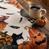Linen Table Runner with Pumpkin and Cat Print for Fireplace TV Stand Dining Table Coffee Table 183x33cm Halloween Theme