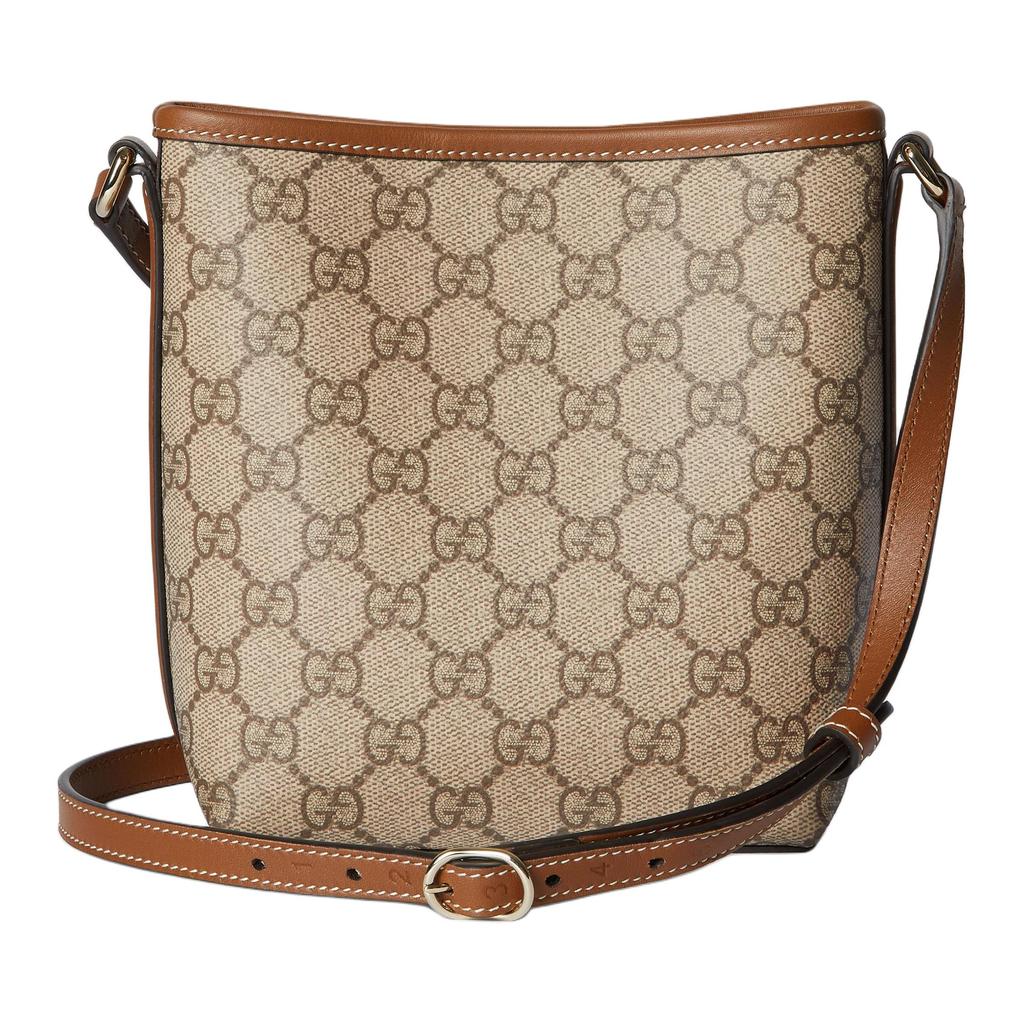 Gucci GG Emblem Logo Coated Fabric Bucket Bag Mini Women bags Beige Dark-Brown 847090-FAEUC-9758