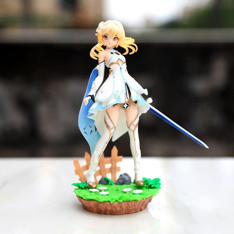 Genshin Impact Anime Figuren Reisende Lumine Aether Barbara Spiel Peripherie Schönheitsmädchen Actionfigur Sammlungsmodell Spielzeug Geschenk