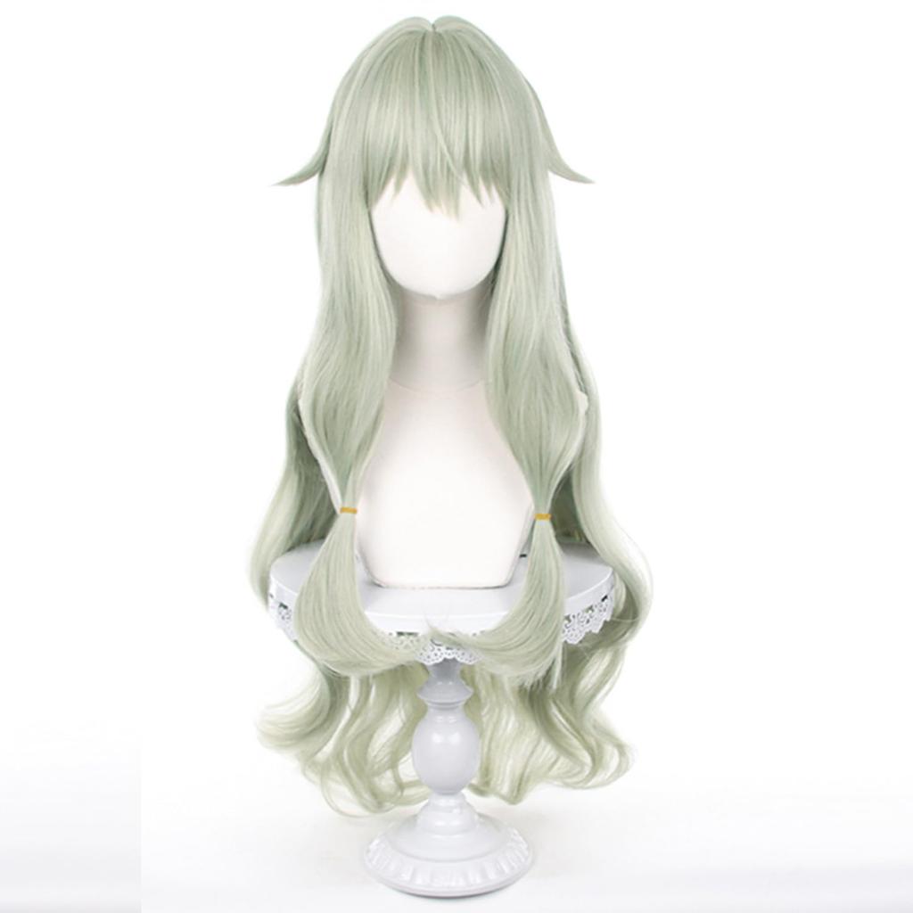 Light Green Long Wig for and Other Includes Wig Perfect for Cultural School and Other Cosplay, Disguise, Occasions. Heat-resistant. Net. Festivals,