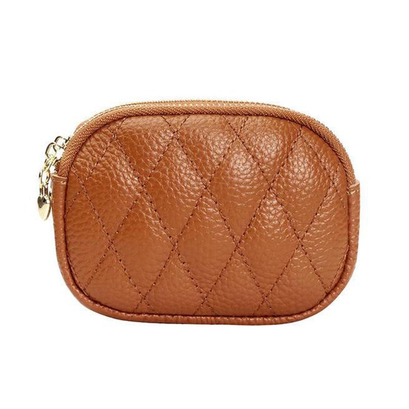 Fashionable Casual Diamond Grid Zipper Coin Purse For Women'S Mini Card Bag