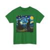 Unisex Shirt Cotton Oversize Large Size Van Gogh Aesthetic T-Shirt | Black Cat Starry Night Shirt