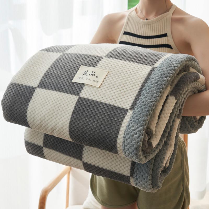 

Кораловий оксамитовий диван і ковдра Doudou 150x200 cm сірий