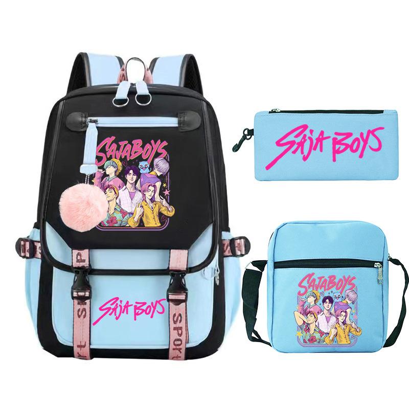 Animation Cartoon Peripheral Printing Trend Lightweight Shoulder Backpack, Primary And Secondary School Student Leisure Schoolbag Three-Piece Set