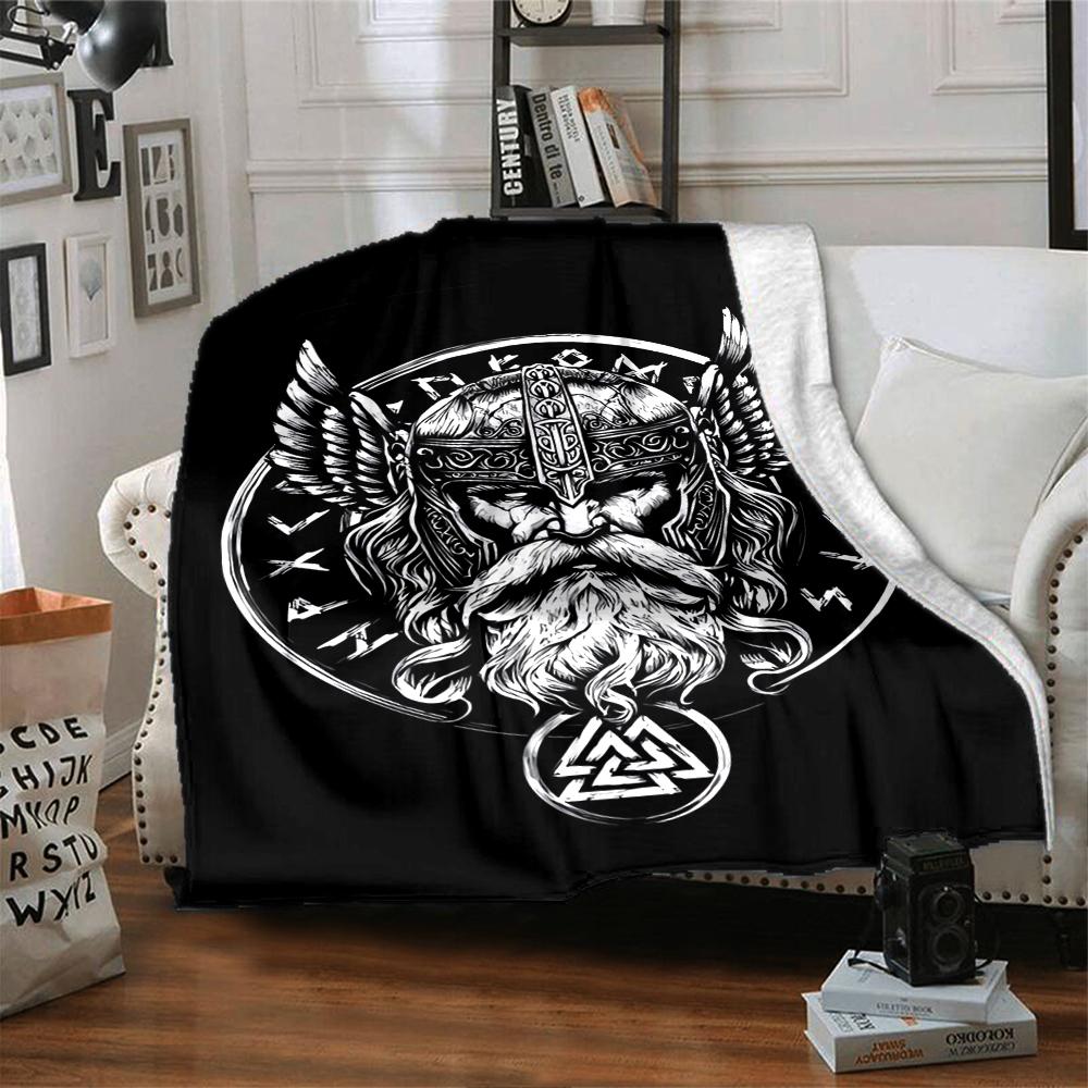 Viking Theme Printed Blanket - Perfect for Couch, Bed, Travel & Outdoor Use | Machine Washable, Cozy & Durable.
