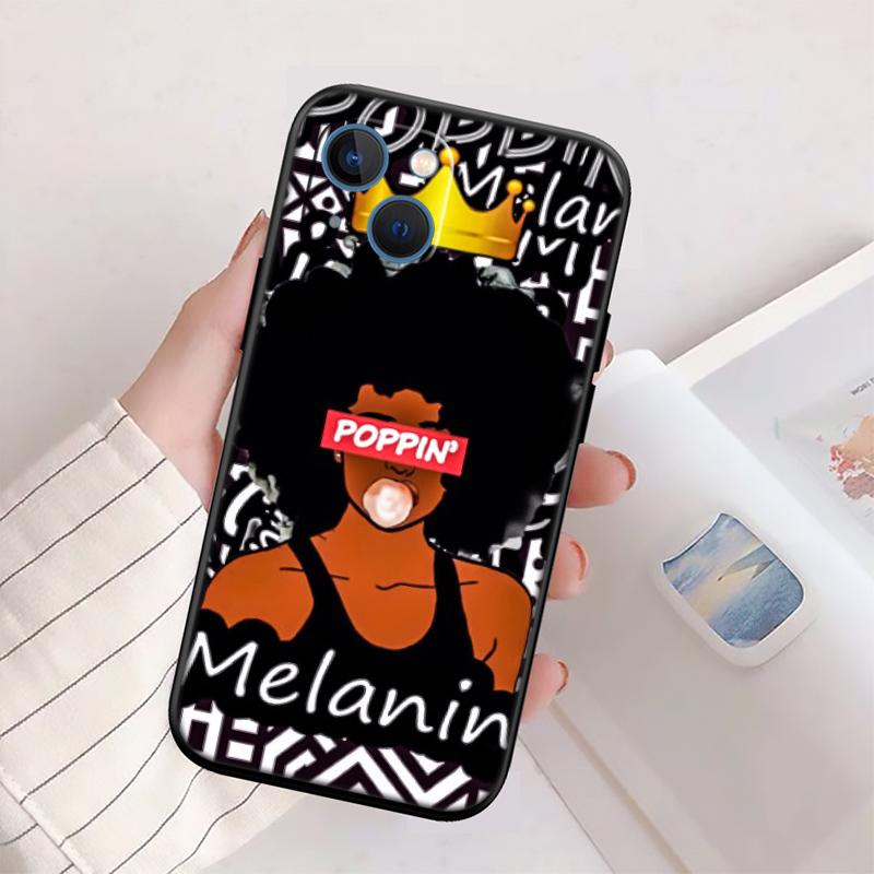 RP57 Poppin Zwart Meisje Nieuwe High-End Schelp Telefoonhoesje voor iPhone 16 15 14 13 12 Pro Max Plus Mini