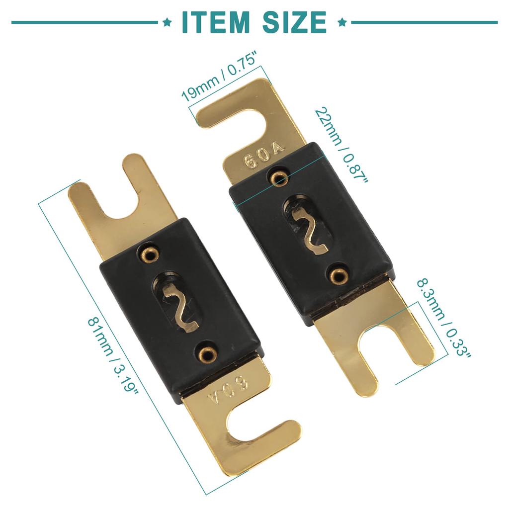 ACROPIX ANL Fuse Audio Amplifier Car Vehicle Truck Motorcycle Boat Auto 60A Black 5pcs