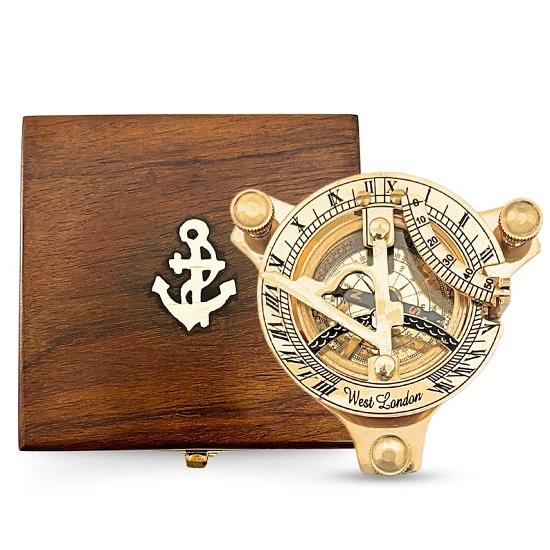 Working Brass Sundial Compass with Gift Box