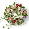 Frühlingskranz mit Eukalyptusblättern Lichtechter Künstlicher Blumenkranz für Haustür Eingangsbereich Wand Heimdeko