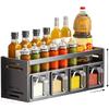 24-40cm Spice Rack Seasoning Rack No-Drill Installation Multi-Compartment Adjustable Spacing Wall Mount Rack Kitchen Organizer