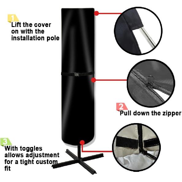 POYEE Umbrella Cover, 420D Waterproof Outdoor Patio Umbrella Cover for 7ft To 9ft Market Umbrella, Beige
