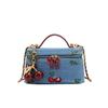 Sac Boîte Brodé en Jean Vintage Automne Hiver Nouveau Petit Sac Carré Haut de Gamme