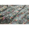 Vintage Künstlerischer Blumendruck Baumwoll-Leinen Bluse Damen Langarm Top Lässiges Hemd Spitze Patchwork Kragen Herbst Knopf Asiatische Größe