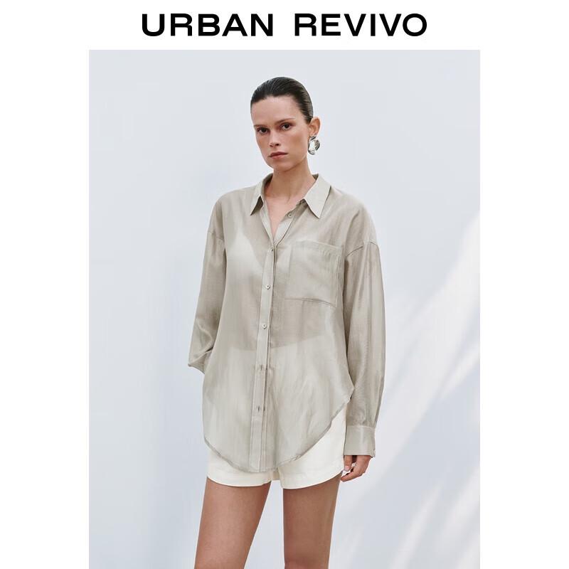 UR 2025 Summer Draped Oversized Open-Front Shirt for Women M (M-L)