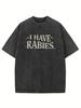 Voguevessel Mens Tshirtfun Rabies Font Printed Black Shortsleeved Tshirt Pure Cotton Casual Round Neck Regular Version Tshirt