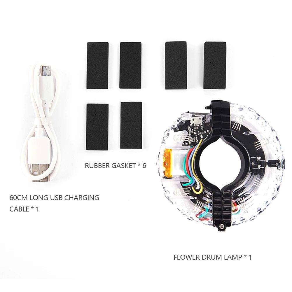 Colorful Bicycle Warning Light 300mAh Bike Hub Spoke Lamp USB Rechargeable IP65 Waterproof Universal Safety Warning Decoration