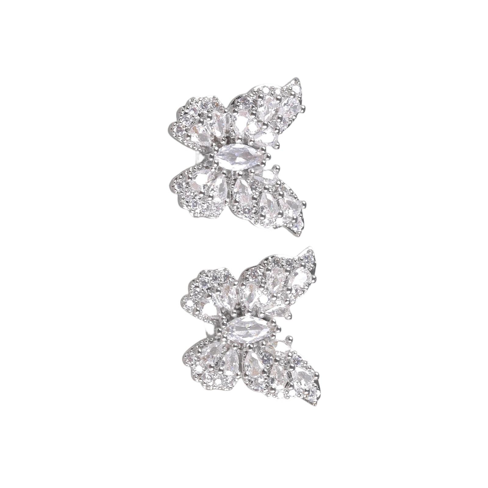 Stylish Crystal Studded Butterfly Ear Attachments Premium Metal Structure Universal Suitability For Headphone Customizat белый