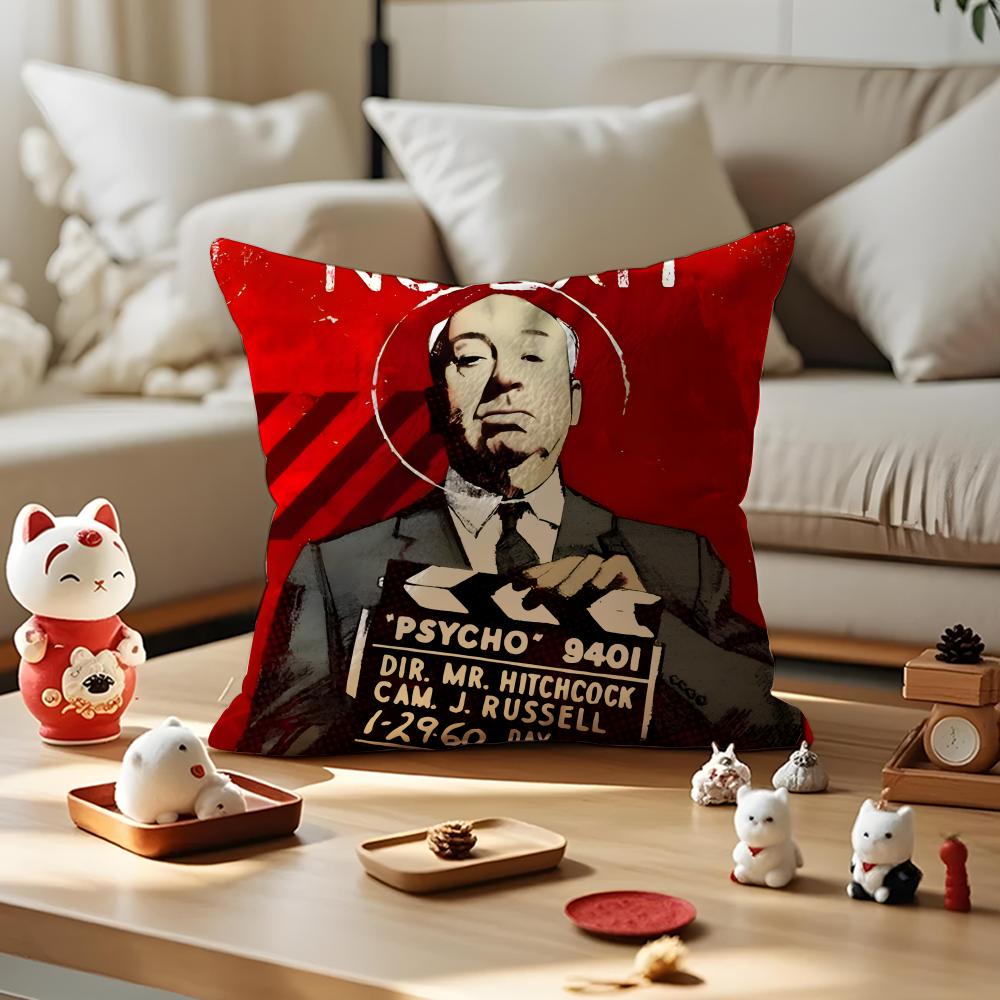 Alfred Hitchcock Cushion Cover Anti-dustmite Pillowcase Invisible Zipper Silky Short Plush Sofa Cushion Cover