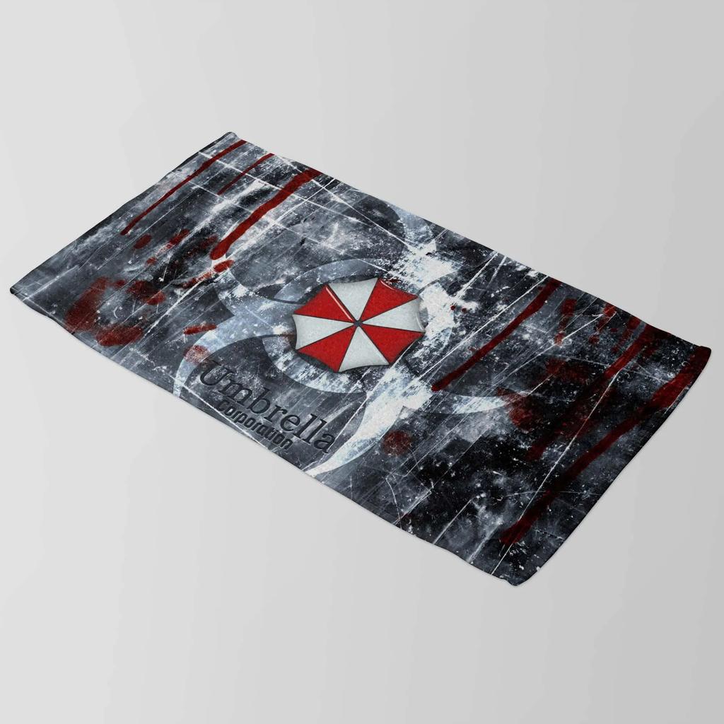 1pc Grunge Umbrella Corp Logo Towel Single Sided 2D Print Durable Absorbent Towel Beach Vacation Pool Day Retro Vibe Decor Gift