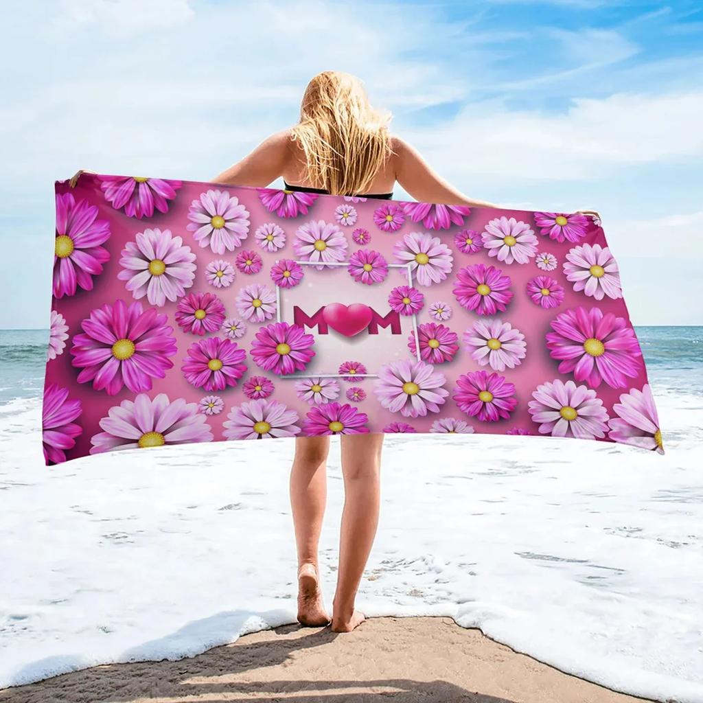 Floral Beach Towel Microfiber Quick Dry Botanical Flower Bath Towel Oversized Sand Free Travel Swim Towels Gift for Women Girl