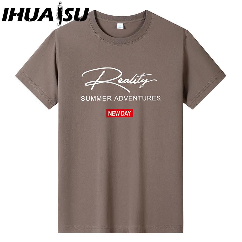IHUASU Cotton Short Sleeve T-shirt Men's Fashion Loose Half Sleeve Shirt Printed Compassionate Shirt