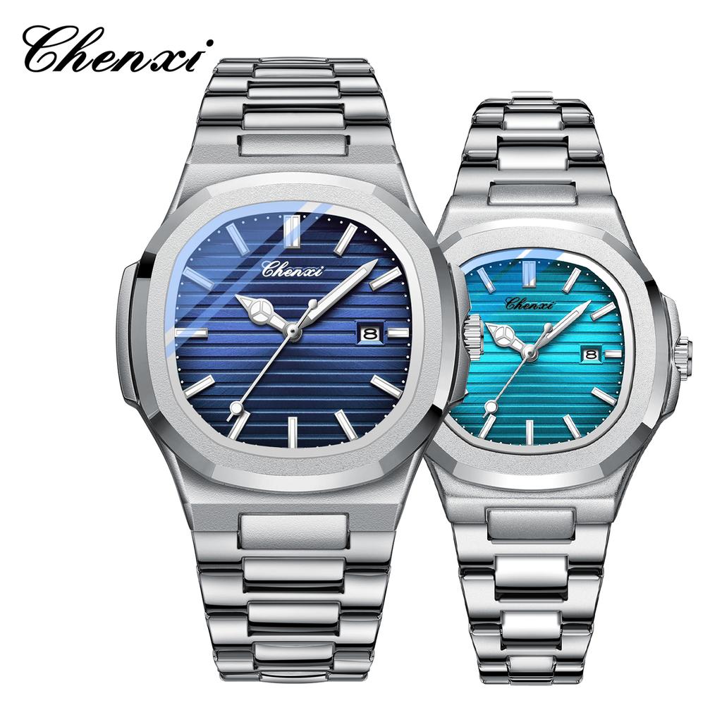 Fashion Couple Watches Men and Women Business Luxury Stainless Steel Quartz Wristwatch Waterproof Luminous Couple Watch Pair Set