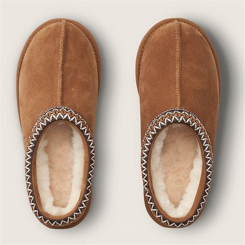 Leather wool snow boots fur integrated leather surface thick-soled fur shoes wear high-top northern warm cotton shoes