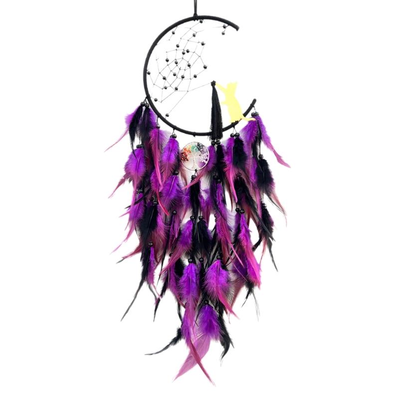 

Unique Moon Shape Dream Catchers with Pinna , Perfectly Gift for Bedroom or Living Room Decoration Good Fortunes 1 фиолетовый